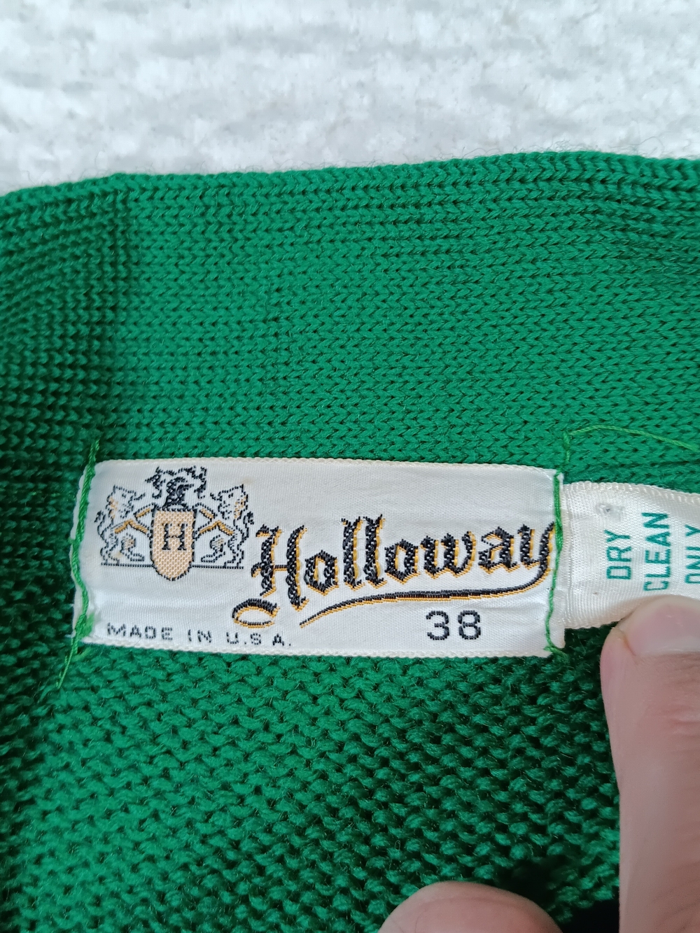 Vintage 50s Holloway Letterman Cardigna Mens 38 Kelly Green Chenille N Ivy - Picture 2 of 14